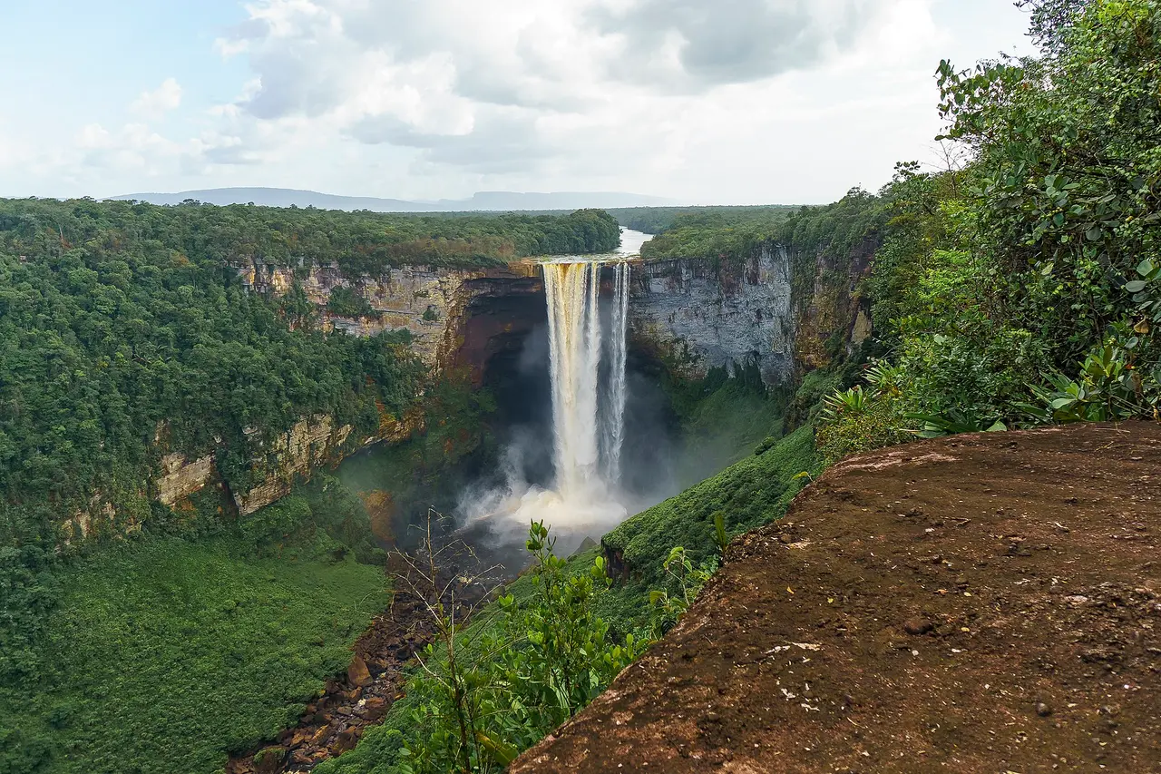 Kaieteur Falls viewed from a trail lookout across the gorge
